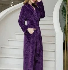 TankiniSkirt Jacquard Flannel Belt Long Sleeves Sleepwear Pajamas For Autumn Winter