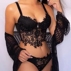 TankiniSkirt Guipure Lace Spaghetti Strap Lingerie Set