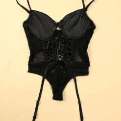 TankiniSkirt Lace-up Design Sheer Mesh Garter Teddy -TankiniSkirt Shop b440eeed737665d7f263c772782a556e