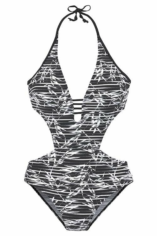 FloruitShow Striped Bamboo Halterneck One Piece 3 FloruitShow Striped Bamboo Halterneck One Piece - Image 3