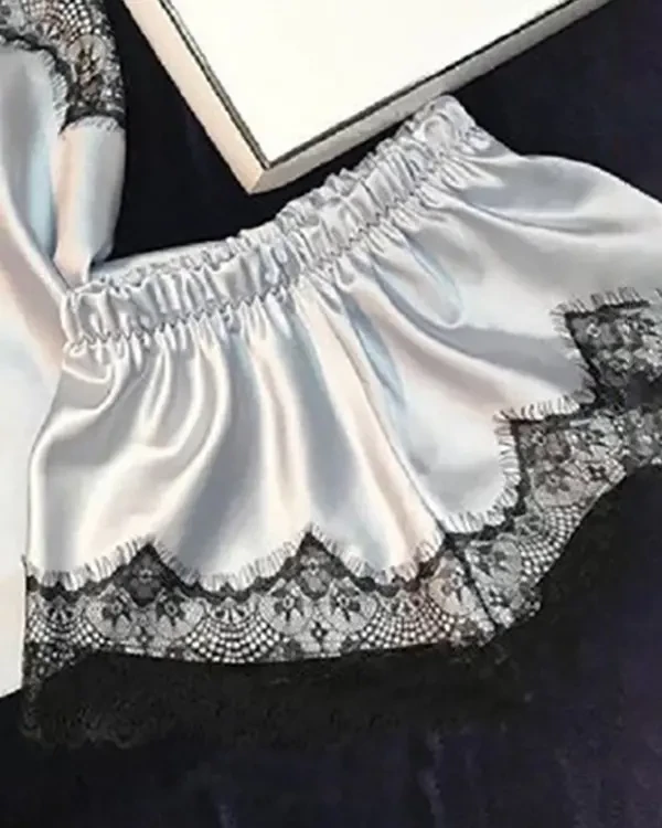 TankiniSkirt Spaghetti Strap Lace Trim Satin Cami Set 2 TankiniSkirt Spaghetti Strap Lace Trim Satin Cami Set - Image 2