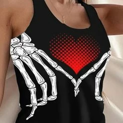 TankiniSkirt Halloween Skull Print Drawstring Pajamas Set -TankiniSkirt Shop c5ca40b023a939333c146a3ec6d1a0bc