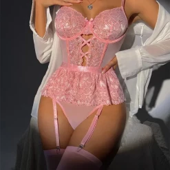 TankiniSkirt Backless Sheer Mesh Lace Garter Teddy -TankiniSkirt Shop c66c55fbb25804e6f27f21aa167f96ff