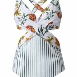 Miss Norst Printed Stitching Striped Cross One Piece -TankiniSkirt Shop d0288ac8f66c8a758cfb2ee690f6e4c2