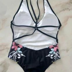 Miss Norst Back Knitted Halter Print One Piece -TankiniSkirt Shop d240a5af967dffb5db4346b12e8e5c22