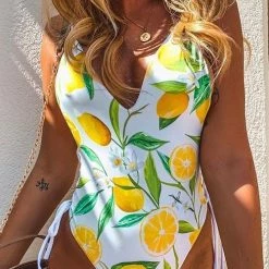 Miss Norst Lemon Print Straps One Piece