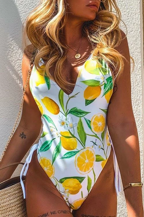 Miss Norst Lemon Print Straps One Piece 1 Miss Norst Lemon Print Straps One Piece