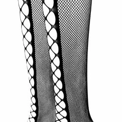 TankiniSkirt 1Pair Cutout Lace-up Fishnet Patch Tights Thigh High Garter Stockings -TankiniSkirt Shop d70d132e025539c09d52ab7a393e0758