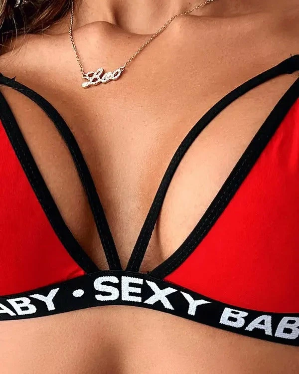 TankiniSkirt Cutout V-Neck Letter Trim Lingerie Set 4 TankiniSkirt Cutout V-Neck Letter Trim Lingerie Set - Image 4