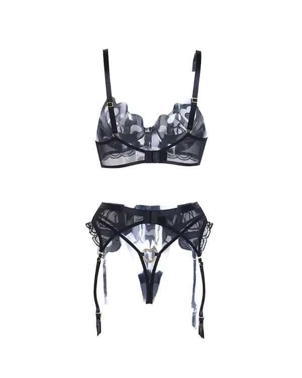 TankiniSkirt 3PCS Embroidery Lace Garter Lingerie Set 10 TankiniSkirt 3PCS Embroidery Lace Garter Lingerie Set - Image 10