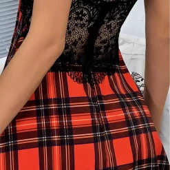 TankiniSkirt Gingham Print Lace Crisscross Backless Nightgown 9 TankiniSkirt Gingham Print Lace Crisscross Backless Nightgown -TankiniSkirt Shop e6fdebb8d1d454863cd0e1041ca546b6