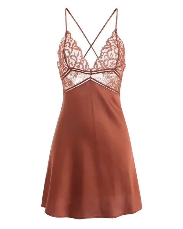 TankiniSkirt Lace Patch Crisscross Backless Night Dress 3 TankiniSkirt Lace Patch Crisscross Backless Night Dress - Image 3