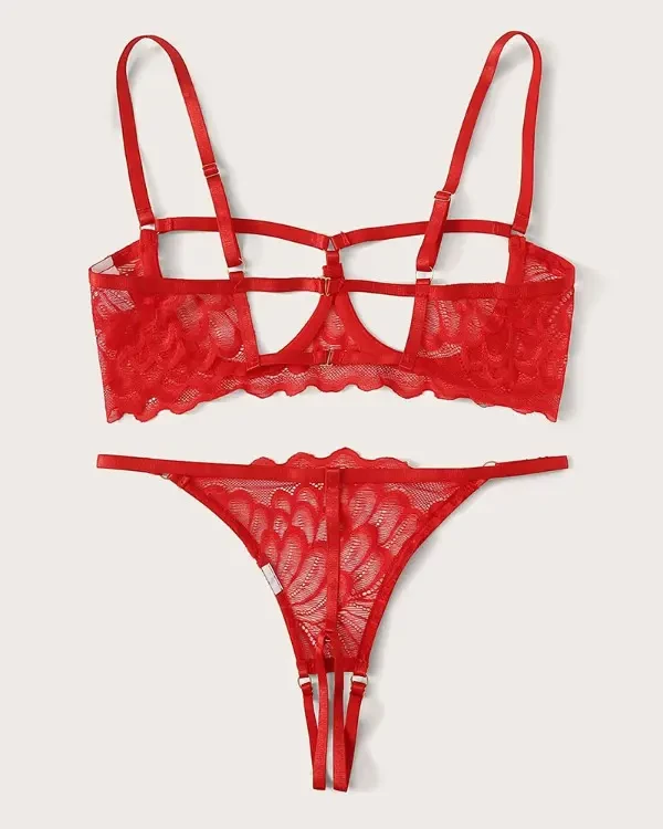 TankiniSkirt Crochet Lace Cutout Open Breast Lingerie Set 3 TankiniSkirt Crochet Lace Cutout Open Breast Lingerie Set - Image 3