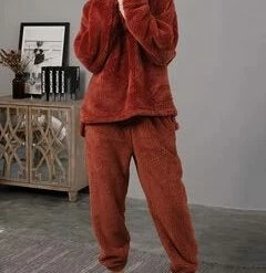 TankiniSkirt Women Fluffy Plush Thicken Lapel High Low Hem Loungewear Warm Pajamas -TankiniSkirt Shop f1fe6228634e5403945c3df2e1d7b48d