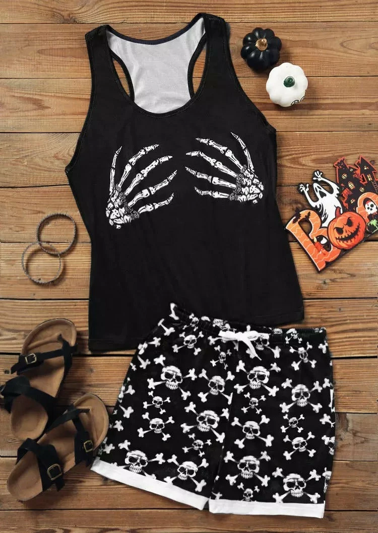 TankiniSkirt Skeleton Hand Tank And Skull Shorts Pajamas Set 2 TankiniSkirt Skeleton Hand Tank And Skull Shorts Pajamas Set - Image 2