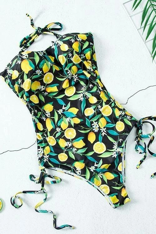 Miss Norst Lemon Print Bandage One Piece 3 Miss Norst Lemon Print Bandage One Piece - Image 3