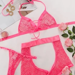 TankiniSkirt Halter Backless Fishnet Lingerie Set With Cutout Shorts -TankiniSkirt Shop fec9f1c393959e6c538028efa5daf2ec