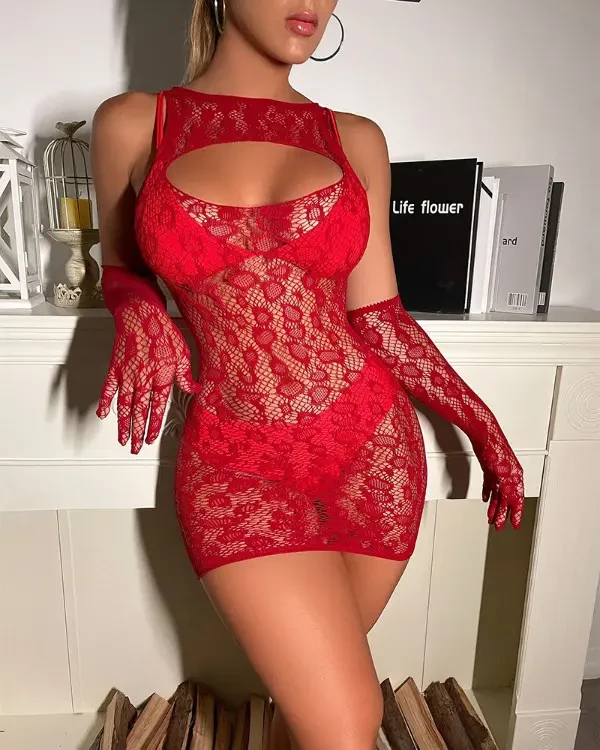 TankiniSkirt Cutout Crochet Lace Babydoll With Sleeves 1 TankiniSkirt Cutout Crochet Lace Babydoll With Sleeves